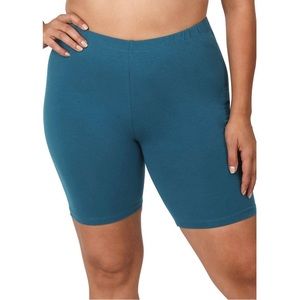 Teal Green Cotton Leggings Biker Bermuda Shorts